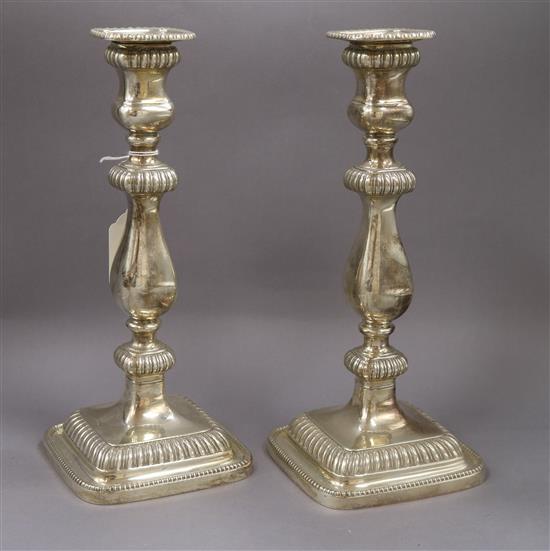 A pair of Gorham sterling silver candlesticks, 30cm.